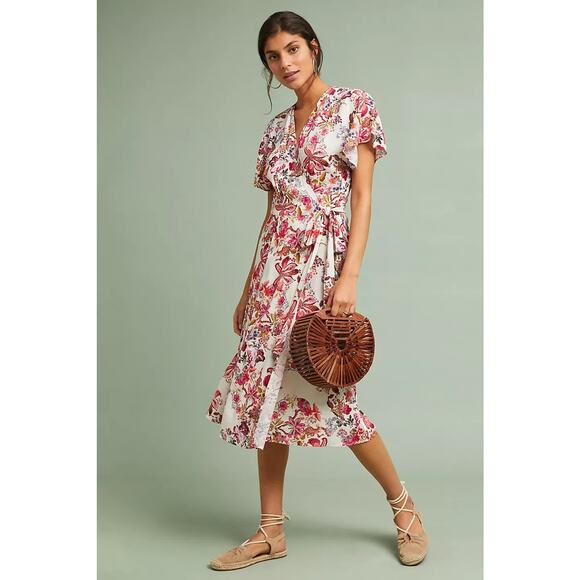 Anthropologie Dresses & Skirts - New Anthropologie Kachel Womens Colorful Floral Aleydi Printed-Wrap Dress US 8